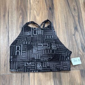 Lululemon Energy Bra High Neck Long line Women’s Size 10 NWT black and grey